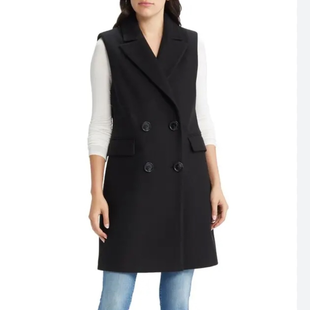 Sam Edelman Black Tailored Longline Vest size 10